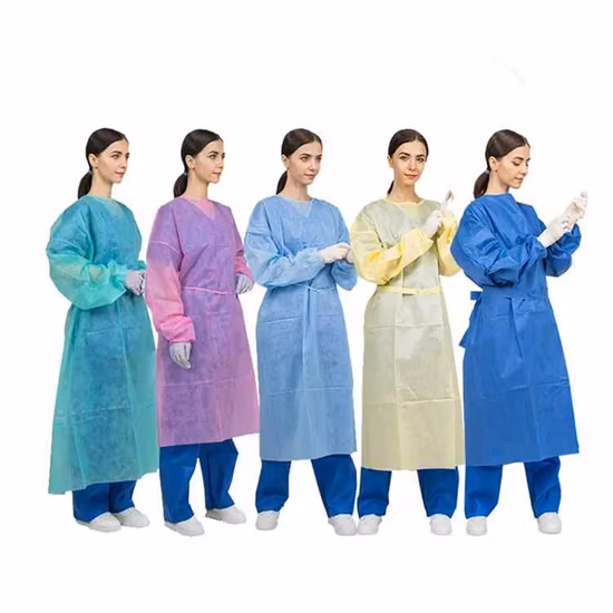 Health Disposable Isolation Gowns Spp Non Woven Breathable Non-Toxic Flexible